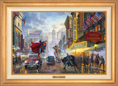 Batman™, Superman™, and Wonder Woman™: The Trinity I Wall Art by Thomas Kinkade Studios Estate Edition Canvas 24" x 36" Antique Gold