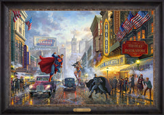Batman™, Superman™, and Wonder Woman™: The Trinity I Wall Art by Thomas Kinkade Studios Estate Edition Canvas 24" x 36" Cabernet