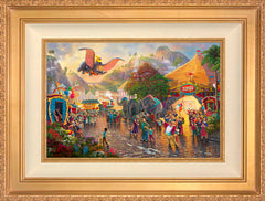 Disney Dumbo Wall Art by Thomas Kinkade Studios Standard Number Canvas 12" x 18" Antique Gold