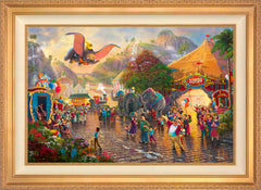 Disney Dumbo Wall Art by Thomas Kinkade Studios Standard Number Canvas 24" x 36" Antique Gold