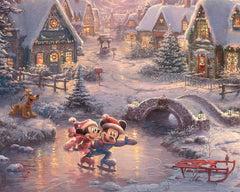 Disney Mickey and Minnie - Sweetheart Holiday Wall Art by Thomas Kinkade Studios Canvas Gallery Wrap 8" x 10" Unframed
