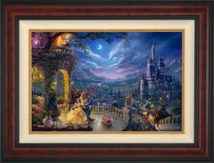 Disney Beauty and the Beast Dancing in the Moonlight Wall Art by Thomas Kinkade Studios Standard Number Canvas 18" x 27" Gallery Burl