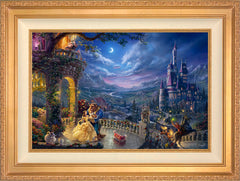 Disney Beauty and the Beast Dancing in the Moonlight Wall Art by Thomas Kinkade Studios Standard Number Canvas 18" x 27" Antique Gold