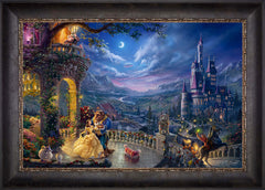 Disney Beauty and the Beast Dancing in the Moonlight Wall Art by Thomas Kinkade Studios Standard Number Canvas 18" x 27" Cabernet