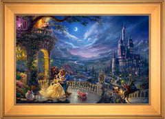 Disney Beauty and the Beast Dancing in the Moonlight Wall Art by Thomas Kinkade Studios Standard Number Canvas 18" x 27" Gallery Gold