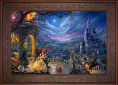 Disney Beauty and the Beast Dancing in the Moonlight Wall Art by Thomas Kinkade Studios Standard Number Canvas 18" x 27" Gallery Bronze