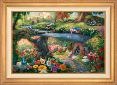Disney Alice in Wonderland Wall Art by Thomas Kinkade Studios Jewel Edition Canvas 24" x 36" Antique Gold