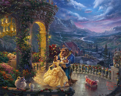 Disney Beauty and the Beast Dancing in the Moonlight Wall Art by Thomas Kinkade Studios Canvas Gallery Wrap 8" x 10" Unframed