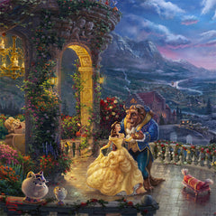 Disney Beauty and the Beast Dancing in the Moonlight Wall Art by Thomas Kinkade Studios Canvas Gallery Wrap 14" x 14" Unframed