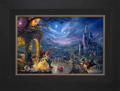 Disney Beauty and the Beast Dancing in the Moonlight Wall Art by Thomas Kinkade Studios Standard Number Canvas 12" x 18" Modern Black