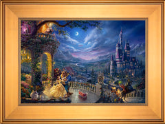 Disney Beauty and the Beast Dancing in the Moonlight Wall Art by Thomas Kinkade Studios Standard Number Canvas 12" x 18" Gallery Gold