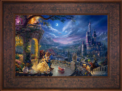 Disney Beauty and the Beast Dancing in the Moonlight Wall Art by Thomas Kinkade Studios Standard Number Canvas 12" x 18" Gallery Bronze