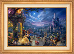 Disney Beauty and the Beast Dancing in the Moonlight Wall Art by Thomas Kinkade Studios Standard Number Canvas 24" x 36" Antique Gold