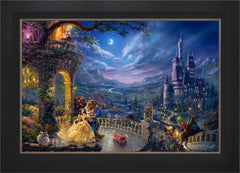 Disney Beauty and the Beast Dancing in the Moonlight Wall Art by Thomas Kinkade Studios Standard Number Canvas 24" x 36" Modern Black