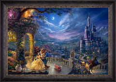 Disney Beauty and the Beast Dancing in the Moonlight Wall Art by Thomas Kinkade Studios Standard Number Canvas 24" x 36" Cabernet