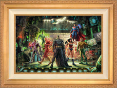 The Justice League Wall Art by Thomas Kinkade Studios Standard Number Canvas 18" x 27" Antique Gold