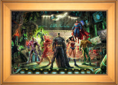 The Justice League Wall Art by Thomas Kinkade Studios Standard Number Canvas 18" x 27" Gallery Gold
