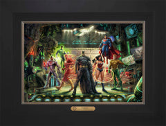 The Justice League Wall Art by Thomas Kinkade Studios Estate Edition Canvas 12" x 18" Modern Black