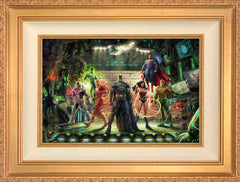 The Justice League Wall Art by Thomas Kinkade Studios Standard Number Canvas 12" x 18" Antique Gold