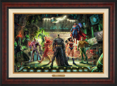 The Justice League Wall Art by Thomas Kinkade Studios Estate Edition Canvas 24" x 36" Gallery Burl