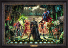 The Justice League Wall Art by Thomas Kinkade Studios Estate Edition Canvas 24" x 36" Cabernet