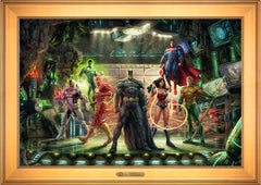 The Justice League Wall Art by Thomas Kinkade Studios Estate Edition Canvas 24" x 36" Gallery Gold