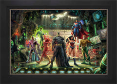 The Justice League Wall Art by Thomas Kinkade Studios Standard Number Canvas 24" x 36" Modern Black