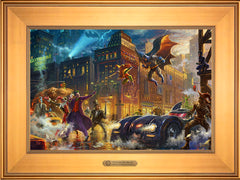 The Dark Knight™ Saves Gotham City™ Wall Art by Thomas Kinkade Studios Estate Edition Canvas 12" x 18" Gallery Gold