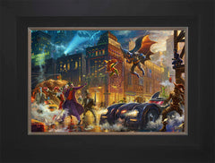 The Dark Knight™ Saves Gotham City™ Wall Art by Thomas Kinkade Studios Standard Number Canvas 12" x 18" Modern Black