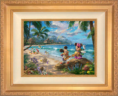 Disney Mickey and Minnie in Hawaii Wall Art by Thomas Kinkade Studios Standard Number Canvas 12" x 16" Antique Gold