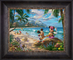 Disney Mickey and Minnie in Hawaii Wall Art by Thomas Kinkade Studios Standard Number Canvas 12" x 16" Cabernet