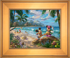 Disney Mickey and Minnie in Hawaii Wall Art by Thomas Kinkade Studios Standard Number Canvas 12" x 16" Gallery Gold