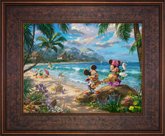 Disney Mickey and Minnie in Hawaii Wall Art by Thomas Kinkade Studios Standard Number Canvas 12" x 16" Gallery Bronze