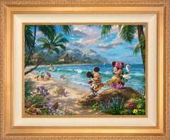 Disney Mickey and Minnie in Hawaii Wall Art by Thomas Kinkade Studios Standard Number Canvas 18" x 24" Antique Gold