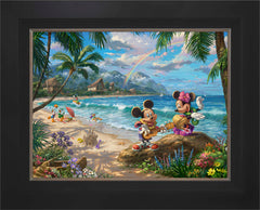 Disney Mickey and Minnie in Hawaii Wall Art by Thomas Kinkade Studios Standard Number Canvas 18" x 24" Modern Black
