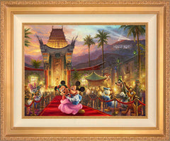 Disney Mickey and Minnie in Hollywood Wall Art by Thomas Kinkade Studios Standard Number Canvas 18" x 24" Antique Gold