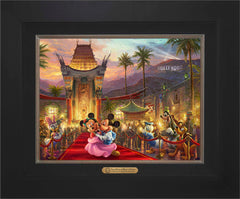 Disney Mickey and Minnie in Hollywood Wall Art by Thomas Kinkade Studios Estate Edition Canvas 12" x 16" Modern Black