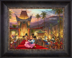 Disney Mickey and Minnie in Hollywood Wall Art by Thomas Kinkade Studios Standard Number Canvas 12" x 16" Cabernet