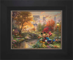 Disney Mickey and Minnie - Sweetheart Central Park Wall Art by Thomas Kinkade Studios Standard Number Canvas 12" x 16" Modern Black