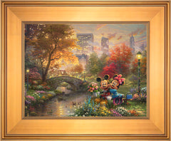 Disney Mickey and Minnie - Sweetheart Central Park Wall Art by Thomas Kinkade Studios Standard Number Canvas 12" x 16" Gallery Gold