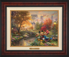 Disney Mickey and Minnie - Sweetheart Central Park Wall Art by Thomas Kinkade Studios Estate Edition Canvas 18" x 24" Gallery Burl