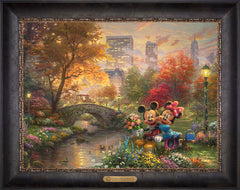 Disney Mickey and Minnie - Sweetheart Central Park Wall Art by Thomas Kinkade Studios Estate Edition Canvas 18" x 24" Cabernet