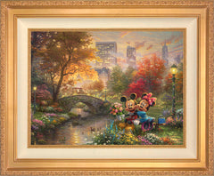 Disney Mickey and Minnie - Sweetheart Central Park Wall Art by Thomas Kinkade Studios Standard Number Canvas 18" x 24" Antique Gold