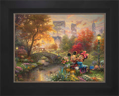 Disney Mickey and Minnie - Sweetheart Central Park Wall Art by Thomas Kinkade Studios Standard Number Canvas 18" x 24" Modern Black