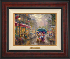 Disney Mickey and Minnie in Paris Wall Art by Thomas Kinkade Studios Estate Edition Canvas 12" x 16" Gallery Burl