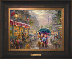 Disney Mickey and Minnie in Paris Wall Art by Thomas Kinkade Studios Estate Edition Canvas 12" x 16" Estate Bronze