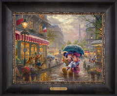 Disney Mickey and Minnie in Paris Wall Art by Thomas Kinkade Studios Estate Edition Canvas 12" x 16" Cabernet
