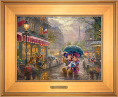 Disney Mickey and Minnie in Paris Wall Art by Thomas Kinkade Studios Estate Edition Canvas 12" x 16" Gallery Gold