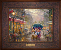 Disney Mickey and Minnie in Paris Wall Art by Thomas Kinkade Studios Estate Edition Canvas 12" x 16" Gallery Bronze