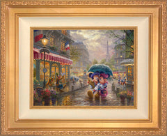 Disney Mickey and Minnie in Paris Wall Art by Thomas Kinkade Studios Standard Number Canvas 12" x 16" Antique Gold